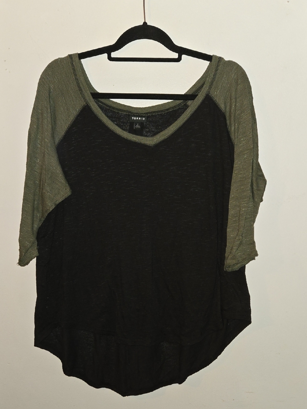 torrid Olive and Black Raglan Scoop-Neck Top